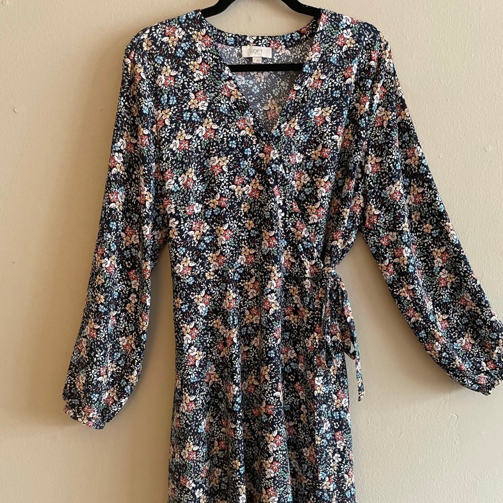 Loft Outlet Floral Wrap Dress Size 12